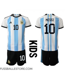 Günstige Argentinien Lionel Messi #10 Heimtrikotsatz Kinder WM 2022 Kurzarm (+ Kurze Hosen)